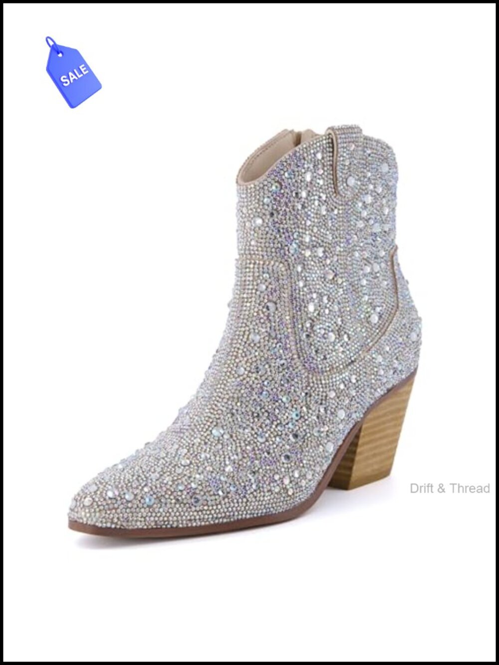 Rhinestone Cowboy Ankle Booties with Memory Foam, Sparkly Western Boots